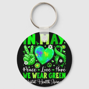 Chaveiro Paz amor esperança em maio usa verde saúde mentalE