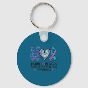 Chaveiro Paz Amor Esperança Prevenção de Suicídio Tie Dye C