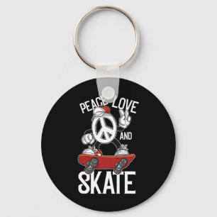 Chaveiro Paz Amor Patinar Skate Engraçado Skateboard E Pati