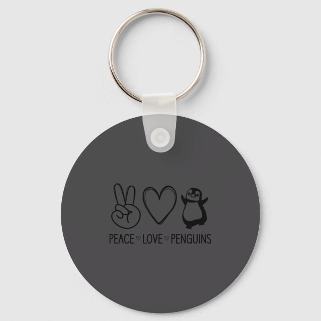 Chaveiro Paz Amor Pinguins, Engraçado, Piadas, Dizeres Sarc (Frente)