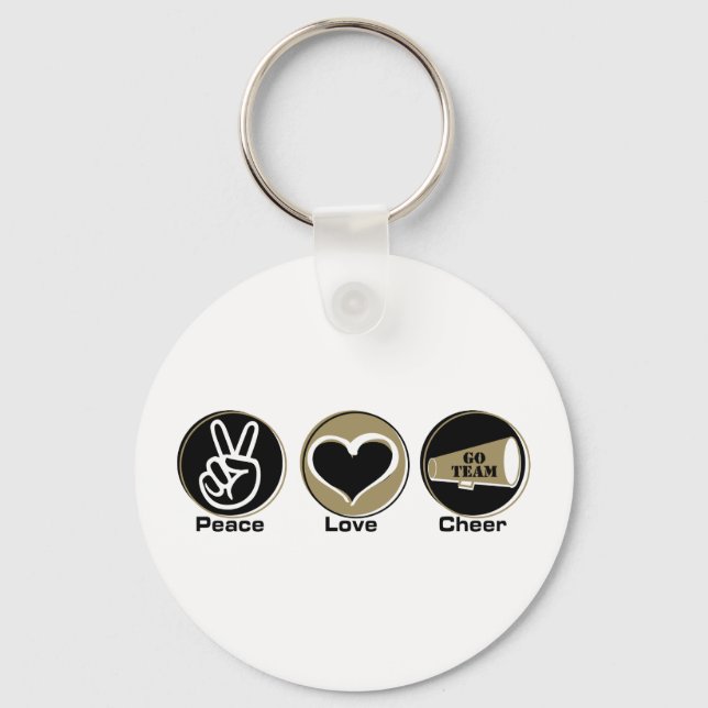 Chaveiro Paz Amor Preto/Dourado (Frente)