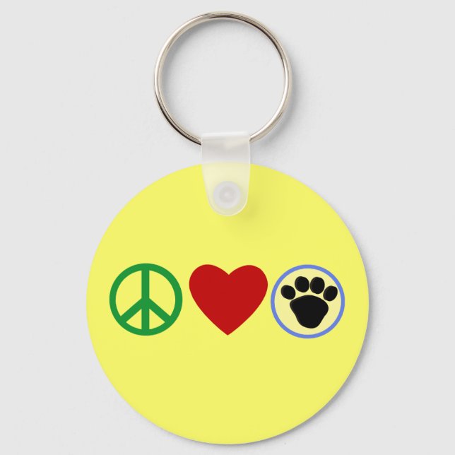 Chaveiro Paz Amor Puppy Pws T shirts, presentes (Frente)