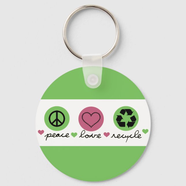 Chaveiro Paz, Amor, Reciclar. (Frente)