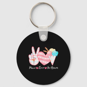 Chaveiro Paz Amor Sorvete Fofo Para Meninas Comida De Verão