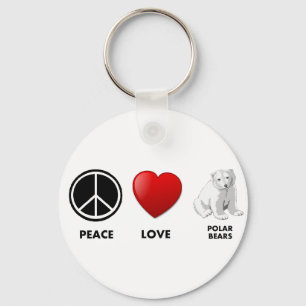 Chaveiro paz amor ursos polares Salvem os ursos