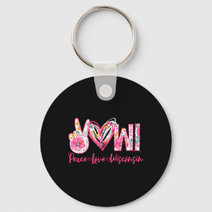 Chaveiro Paz Amor Wisconsin Floral Vintage Wisconsin