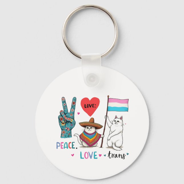 Chaveiro Paz e Transgênero LGBTQ Trans (Frente)