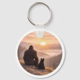 Chaveiro Pé-grande e Filhote de Urso ao Pôr do Sol