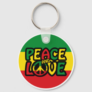 Chaveiro PEACE and LOVE, estilo reggag
