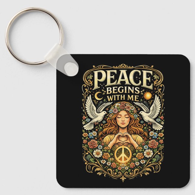 Chaveiro Peace Begins Within (Frente)