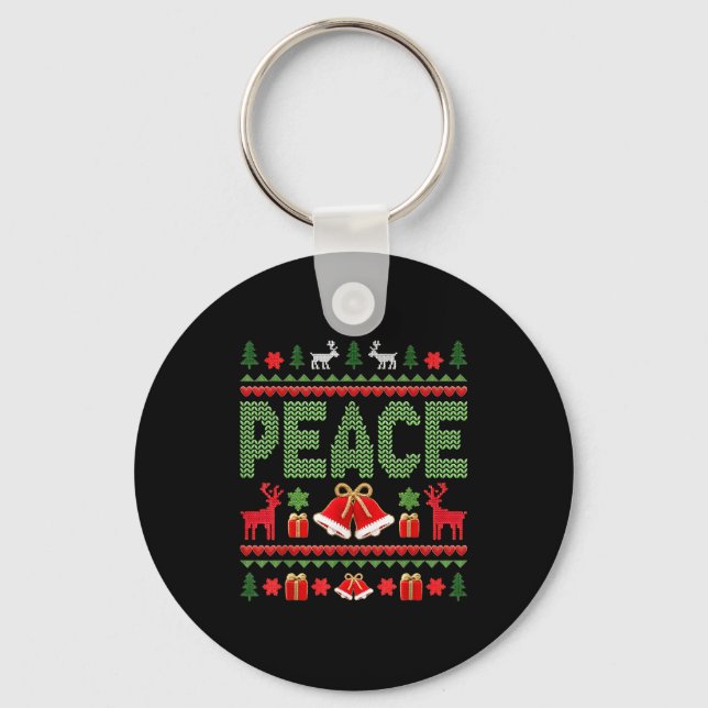 Chaveiro Peace I Come In Peace Couple Matching Ugly Christm (Frente)