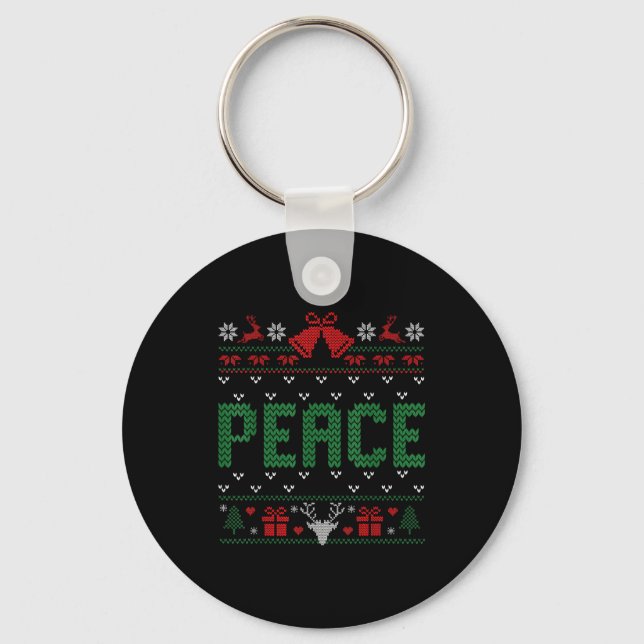 Chaveiro Peace I Come In Peace Couple Matching Ugly Christm (Frente)