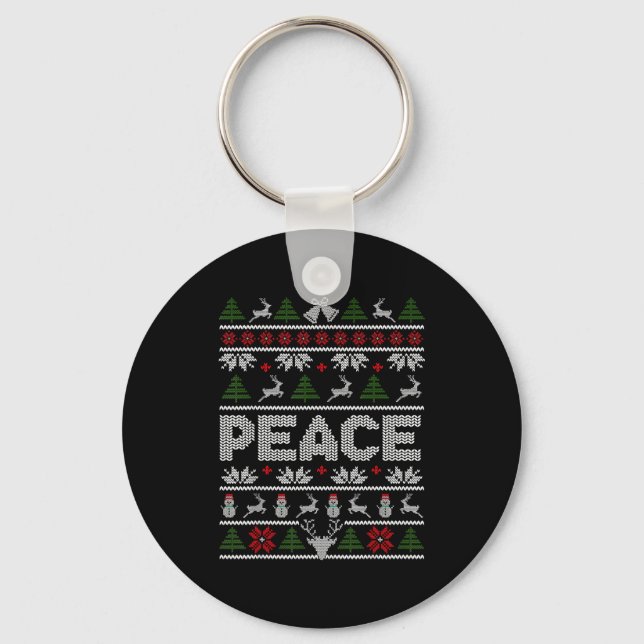 Chaveiro Peace I Come In Peace Couple Matching Ugly Christm (Frente)
