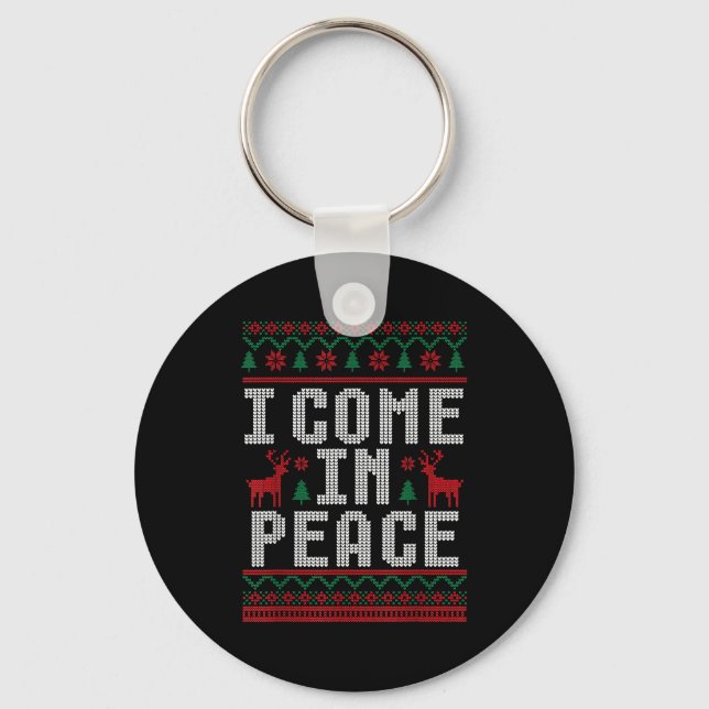 Chaveiro Peace I Come In Peace Couple Matching Ugly Christm (Frente)