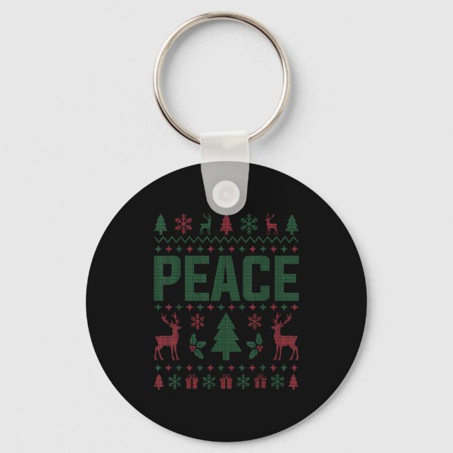 Chaveiro Peace I Come In Peace Couple Matching Ugly Christm (Frente)