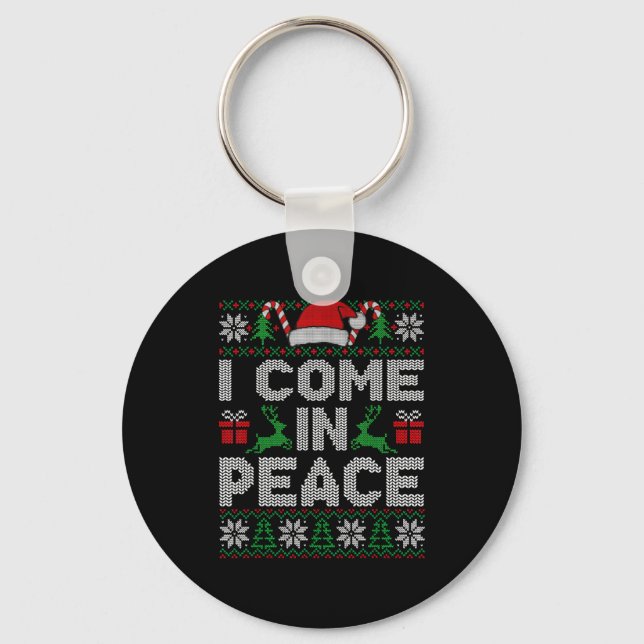 Chaveiro Peace I Come In Peace Couple Matching Ugly Christm (Frente)