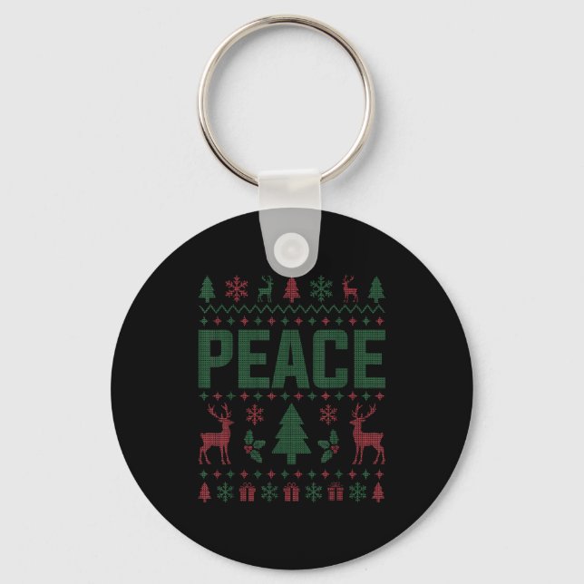 Chaveiro Peace I Come In Peace Couple Matching Ugly Christm (Frente)