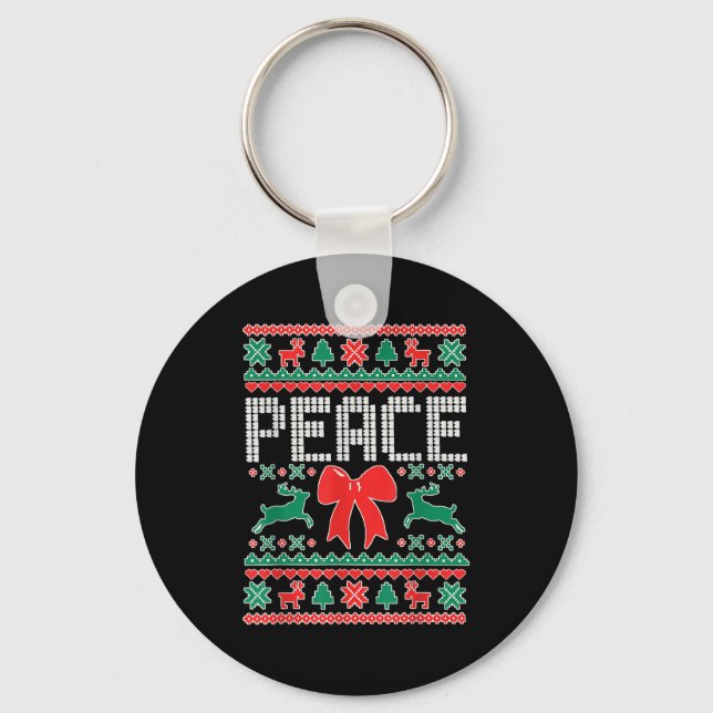 Chaveiro Peace I Come In Peace Couple Matching Ugly Christm (Frente)