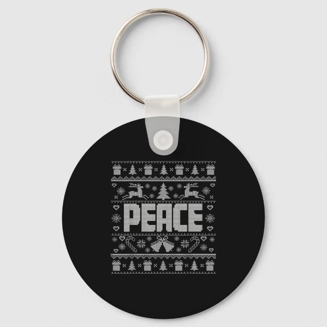 Chaveiro Peace I Come In Peace Couple Matching Ugly Christm (Frente)
