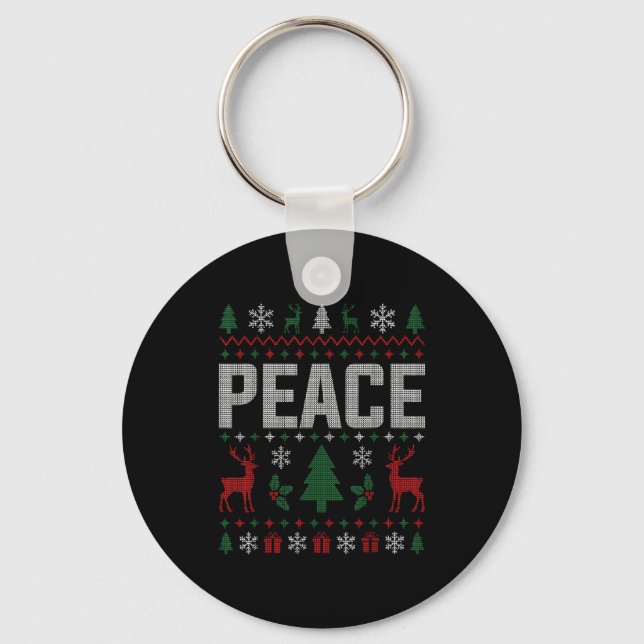 Chaveiro Peace I Come In Peace Couple Matching Ugly Christm (Frente)