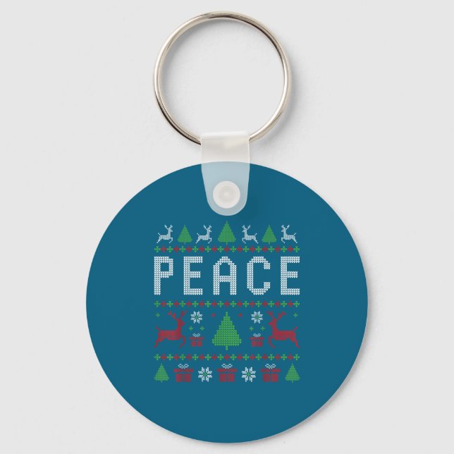 Chaveiro Peace I Come In Peace Couple Matching Ugly Christm (Frente)