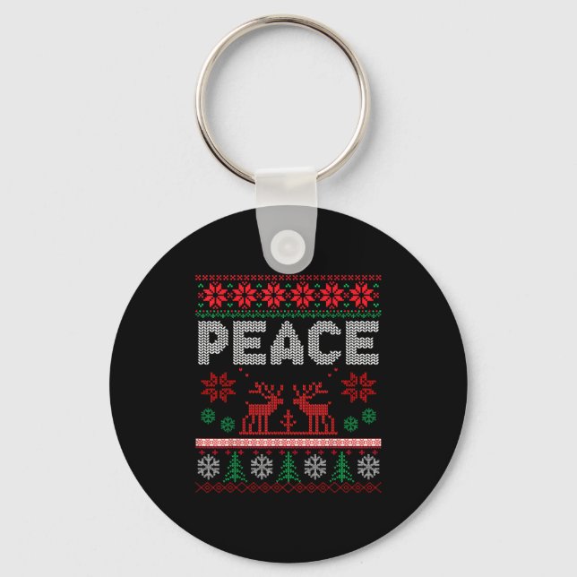 Chaveiro Peace I Come In Peace Couple Matching Ugly Christm (Frente)