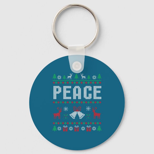 Chaveiro Peace I Come In Peace Couple Matching Ugly Christm (Frente)