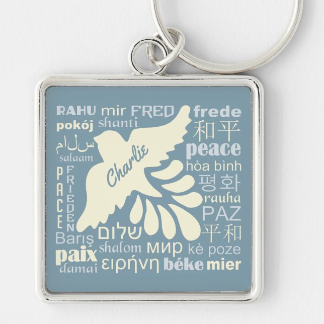 Chaveiro PEACE in languages custom name & color key chain (Frente)