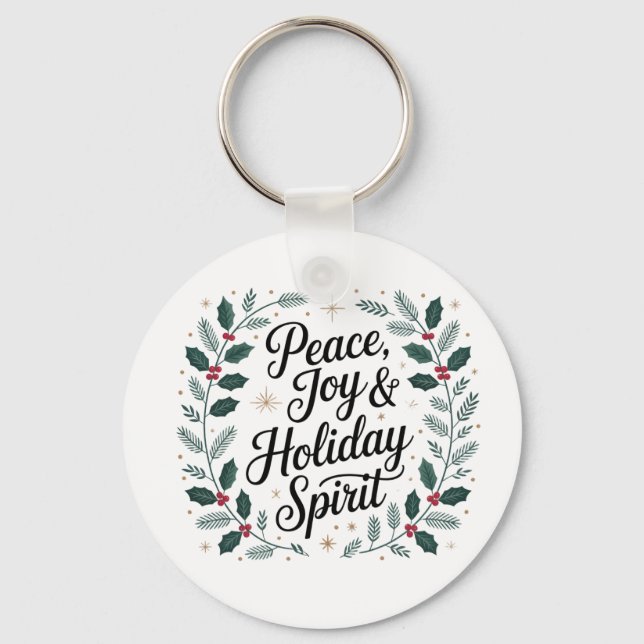 Chaveiro Peace, Joy & Holiday Spirit (Frente)