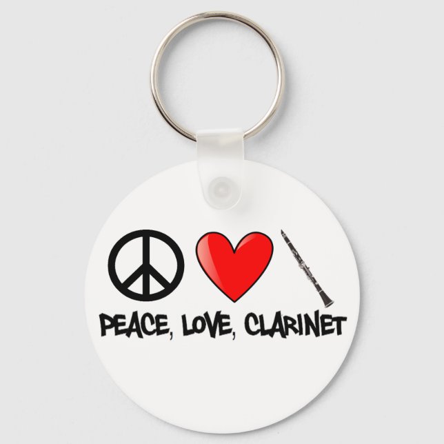 Chaveiro Peace, Love, and Clarinet (Frente)