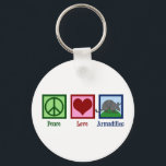 Chaveiro Peace Love Armadillos<br><div class="desc">Um presente bonitinho de amante de tatu para uma escola com um mascote animal engraçado. Peace Love Armadillos.</div>