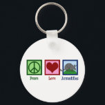 Chaveiro Peace Love Armadillos<br><div class="desc">Um presente bonitinho de amante de tatu para uma escola com um mascote animal engraçado. Peace Love Armadillos.</div>