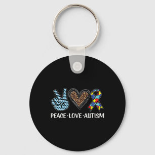 Chaveiro Peace Love Autism Quebra-cabeça Pizes Ribbon Autis