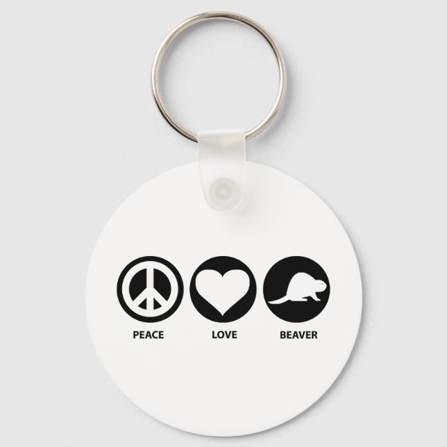 Chaveiro Peace Love Beaver (Frente)
