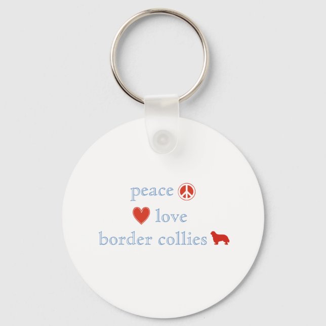Chaveiro Peace Love Border Collies (Frente)