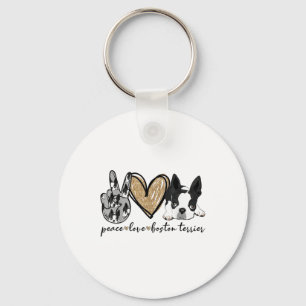 Chaveiro Peace Love Boston Terrier Funny Boston Terrier Lov