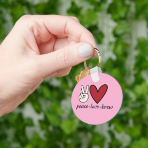 Chaveiro Peace Love Brew Pulseira de Círculo de Metal Min