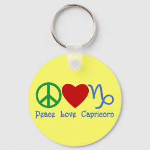 Chaveiro Peace Love Capricorn Zodiac Design