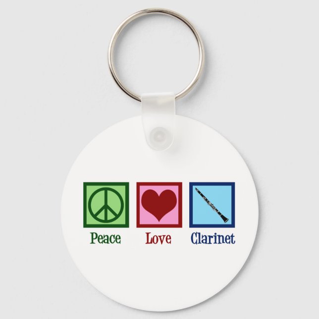 Chaveiro Peace Love Clarinet (Frente)