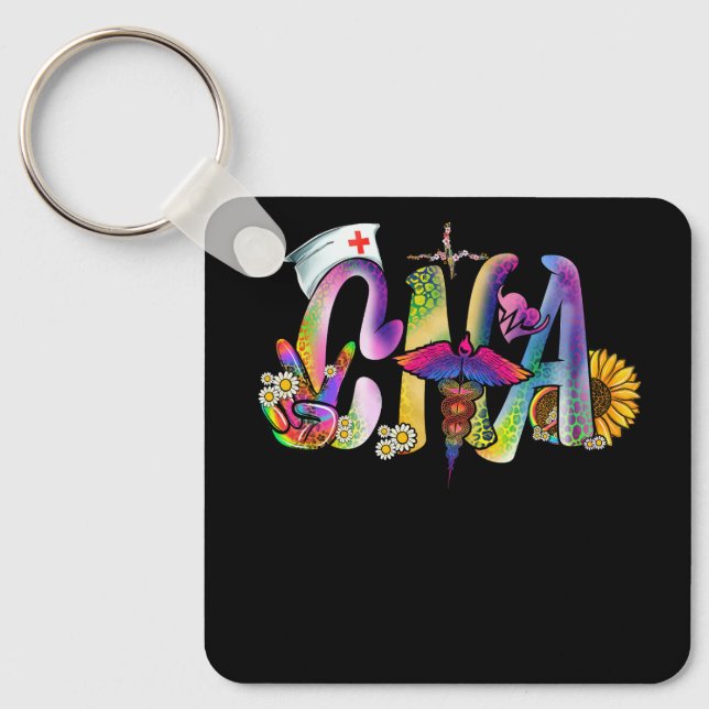 Chaveiro Peace Love CNA Enfermeira certificada por enfermei (Frente)