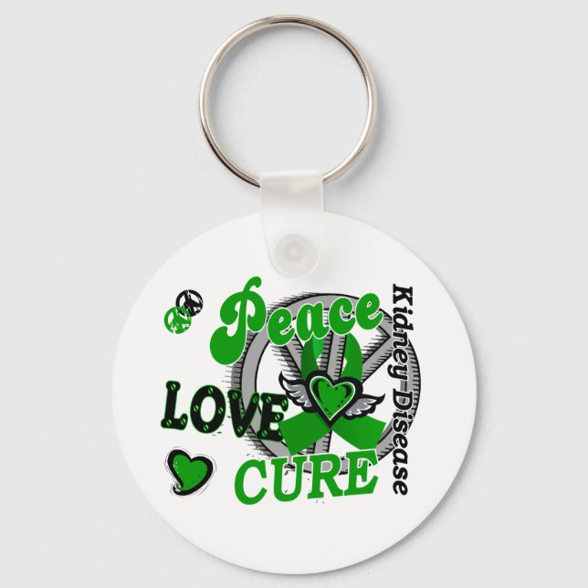 Chaveiro Peace Love Cure 2 Kid Disease (Frente)