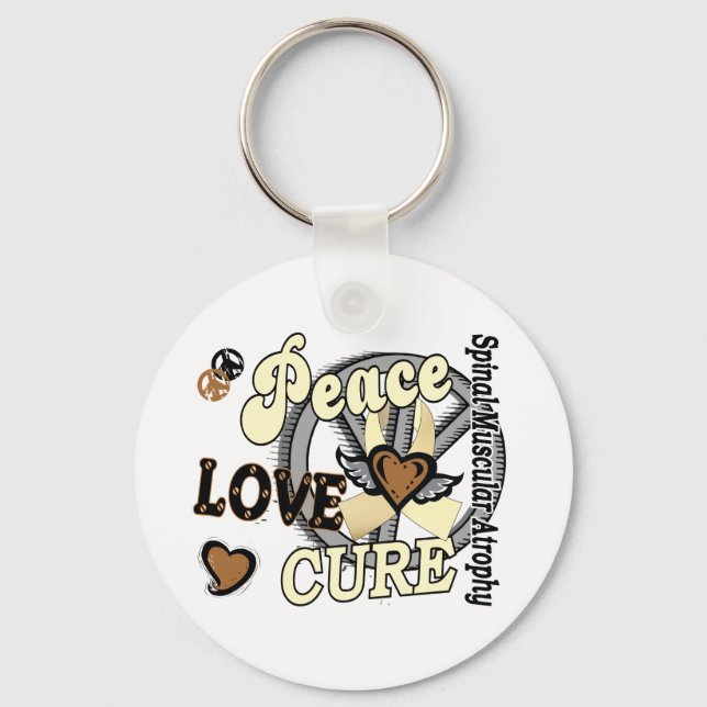 Chaveiro Peace Love Cure 2 SMA Atrofia Muscular Spinal (Frente)