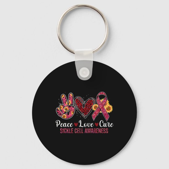 Chaveiro Peace Love Cure Burgundy Friso Célula Falsiforme A (Frente)