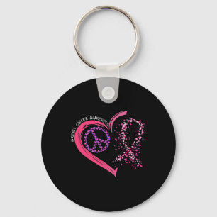 Chaveiro Peace Love Cure Corada Friso Rosa Friso Cancer