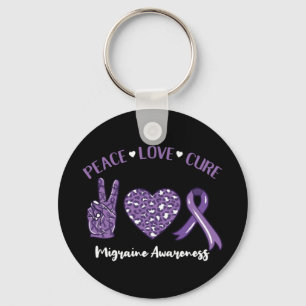 Chaveiro Peace Love Cure Migraine Awarness