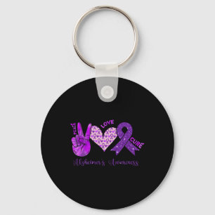 Chaveiro Peace Love Cure Purple Ribbon Heimerheimer