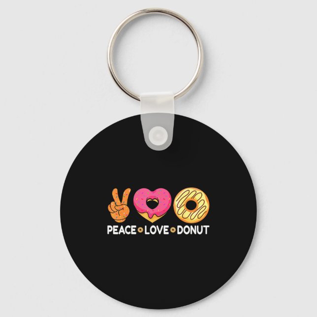 Chaveiro Peace Love Donut - Doughnut Lover's For Men Women  (Frente)