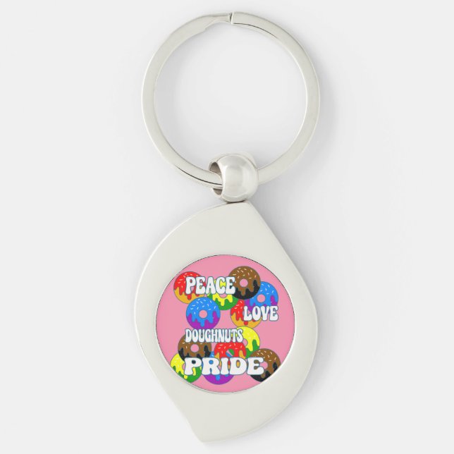 Chaveiro Peace Love Doughnut Pride (Frente)