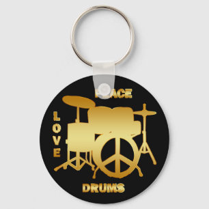 CHAVEIRO PEACE LOVE DRUMS