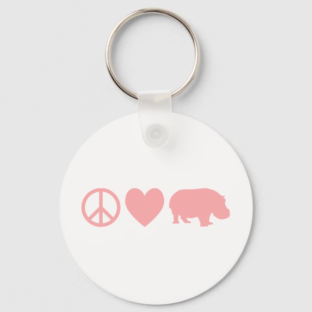 Chaveiro Peace Love e Hippos (Frente)